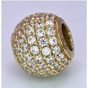 Pandora 14ct Gold Pave Lights Sparkling CZ Ball Charm  (retired)